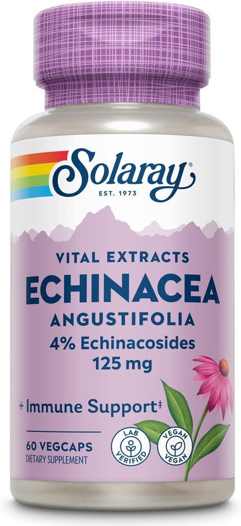SOLARAY Echinacea Angustifolia Root Extract 125 mg  Healthy Immune & Respiratory Function Support ← 60 VegCaps