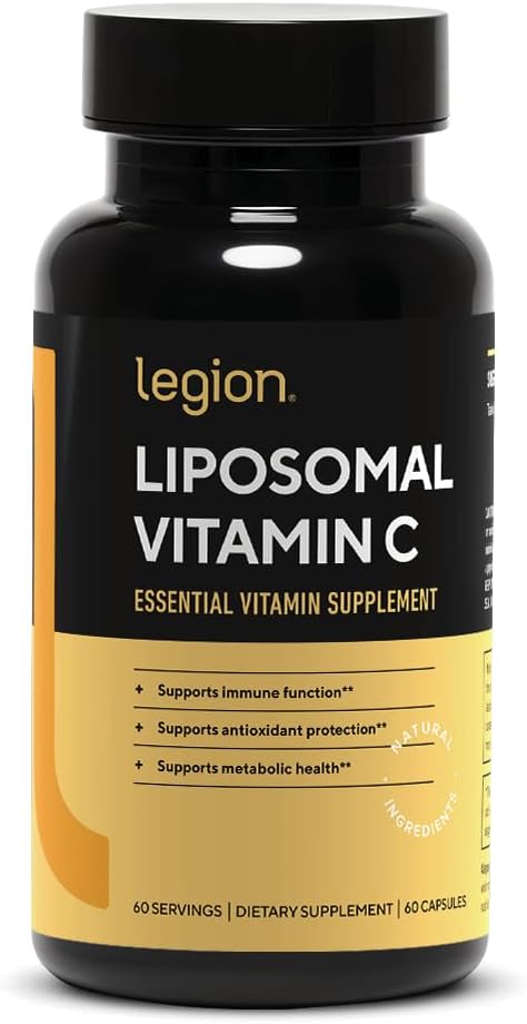 LEGION Suplemento de vitamina C - Suplemento Liposomal VIT C de alta absorción para hombres de mujeres - Suplementos naturales de vitamina C para el soporte del sistema inmunitario (60 cápsulas de vitamina C)