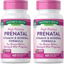 La verdad de la naturaleza Vitaminas prenatales con ácido fólico 60 cápsulas  sometidas a suplemento libre no GMO & Gluten Pack de 2