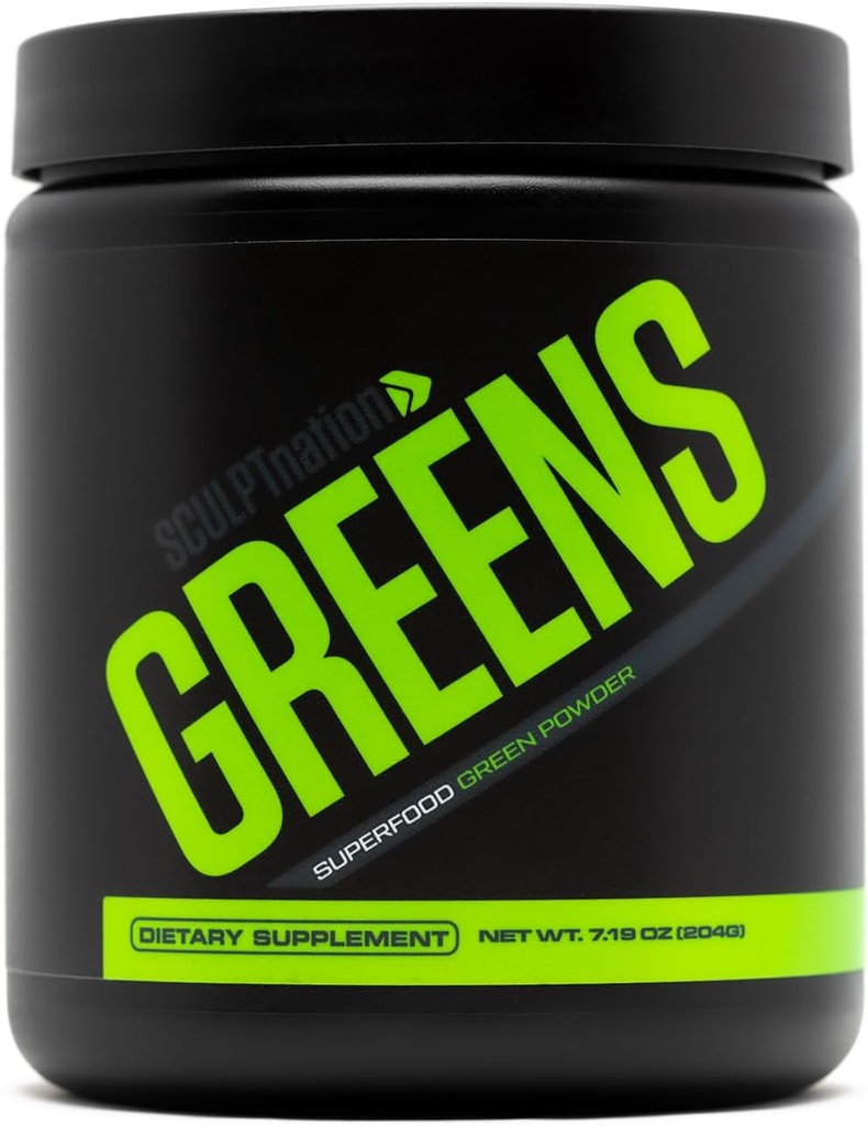 Sculpt Nation by V Shred Greens - Premium Greens Powder & Superfood Blend con Collagen para apoyar la piel, la digestión y la energía - 30 días de suministro