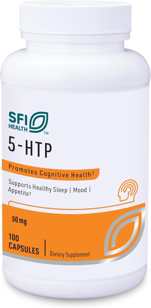 Klaire Labs SFI Health 5-HTP 50 mg - Hypoallergenic 5-HTP de Griffonia Seed Extract - Hydroxytryptophan Suplemento de apoyo a la serotonina para promover el mood (100 cápsulas)