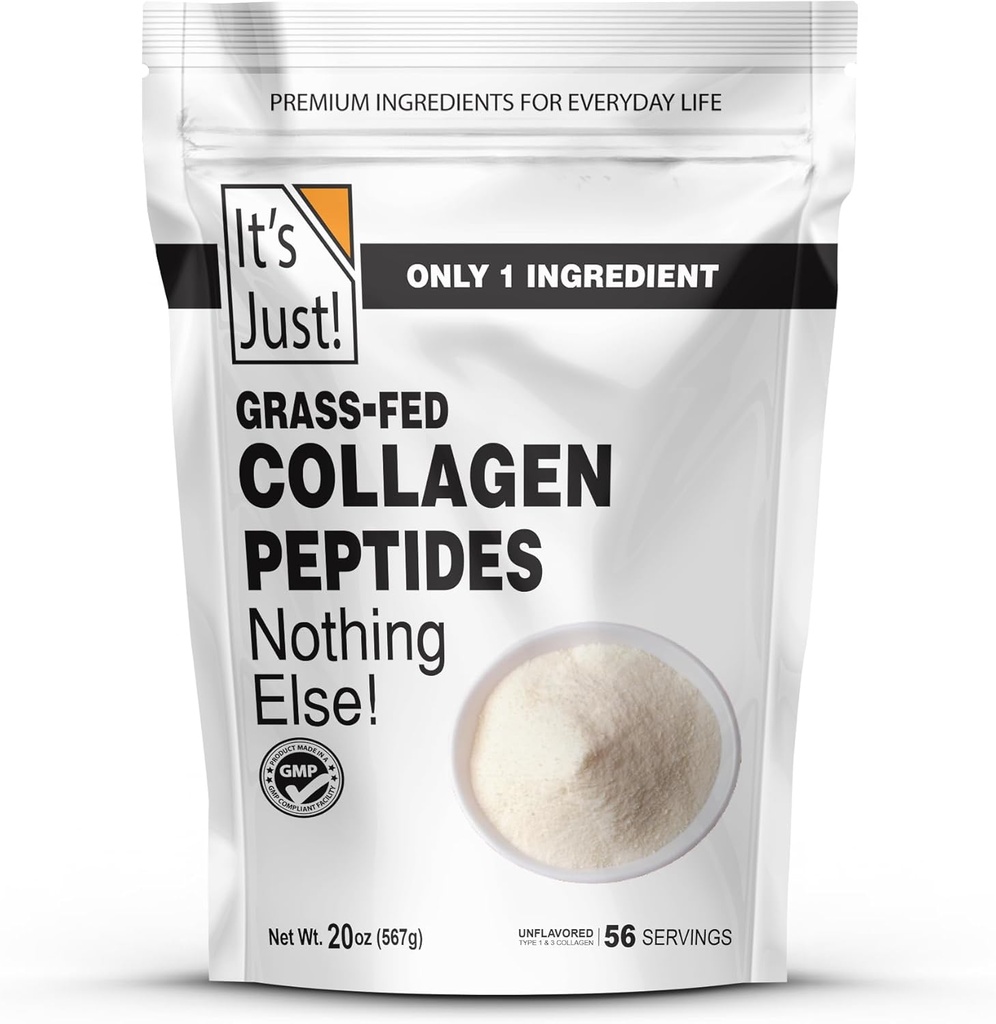 [BRSRAFA3DN5W2YD4] ¡Es sólo! - Colagen Peptides (1,25lb) Polvo de proteína de grano, desarmado, metal pesado probado por laboratorio de 3er partido, tipo I ' III, hidrolizado para disolver rápidamente, 20oz