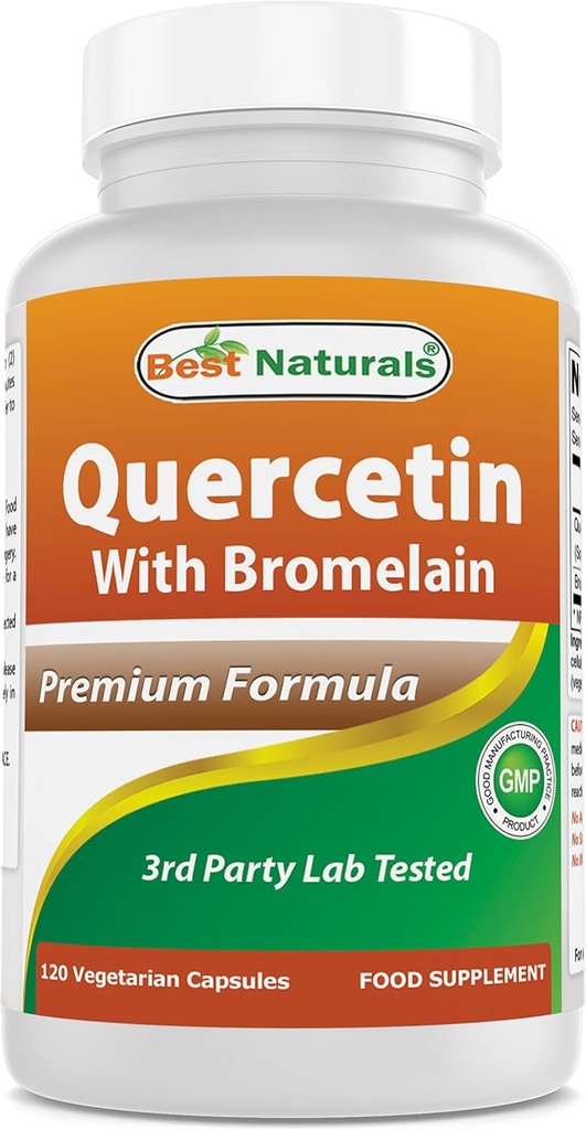 Mejores Naturales Quercetina con Bromelain Veggie Capsule - 800 mg de Quercetina & 165 mg de Bromelain (2400 GDU/g), 120 Conde