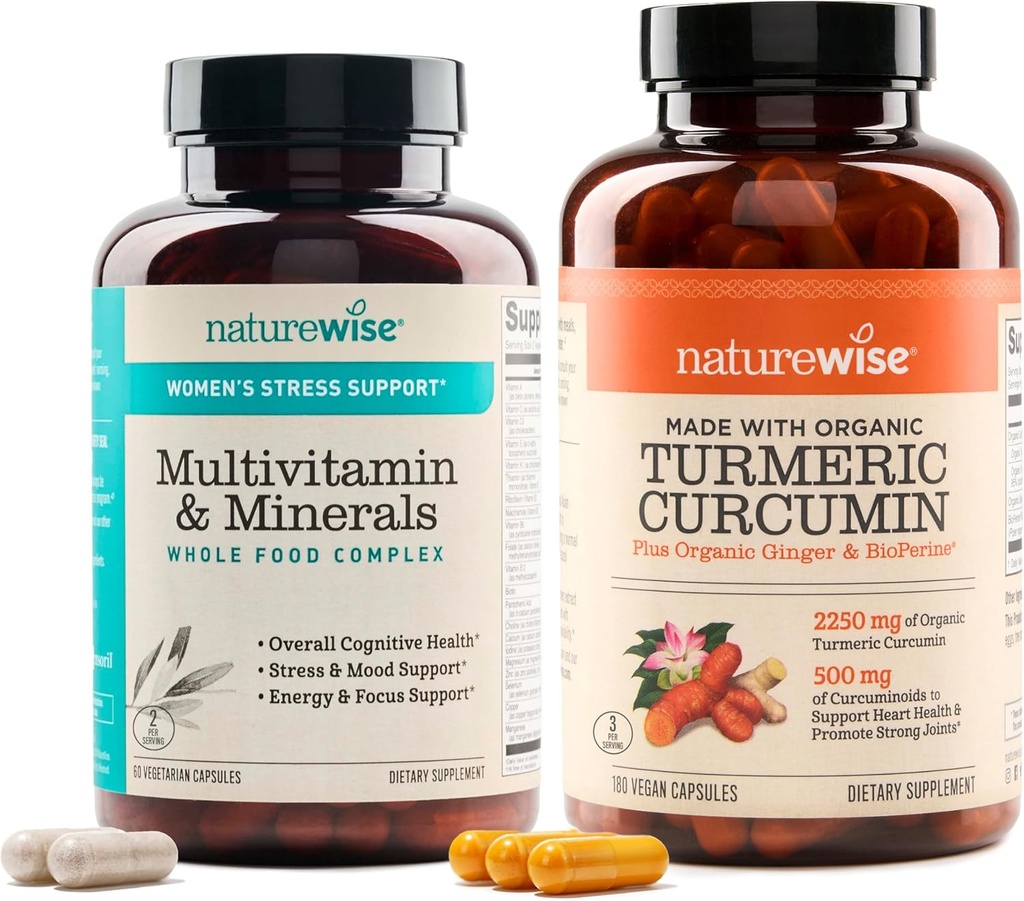 NatureWise Curcumina Multivitamina & Turmeric de Mujeres 2250mg con 95% Curcuminoides " BioPerine Black Pepper Extract Joint Support