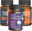 100 Probióticos de billón para Gut & Immune Health + Apigenin 200mg con L-Theanine 400mg para Relajar & Estrés Soporte TEN 27 Strains, Vegan, Non-GMOMO120Caps + 60 Veggie Caps