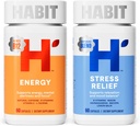 Habit Huge Mood Bundle - Energía (60 cápsulas) + Stress Relief (60 cápsulas) Suplementos. Soporta alerta y enfoque, apoya la relajación " equilibrio de humor, vegano, no GMO
