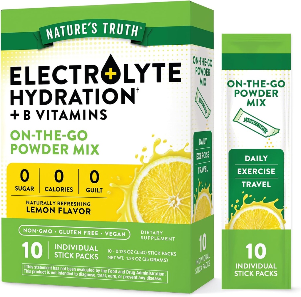 La verdad de la naturaleza Electrolyte Powder Packets  10 Pack ← Sugar Free ← Vegan, Non-GMO &amp; Gluten Free Drink Mix Supplement