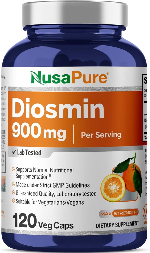 NusaPure Diosmin 900mg por Serving 120 Veggie Caps (No-GMO, Vegan)