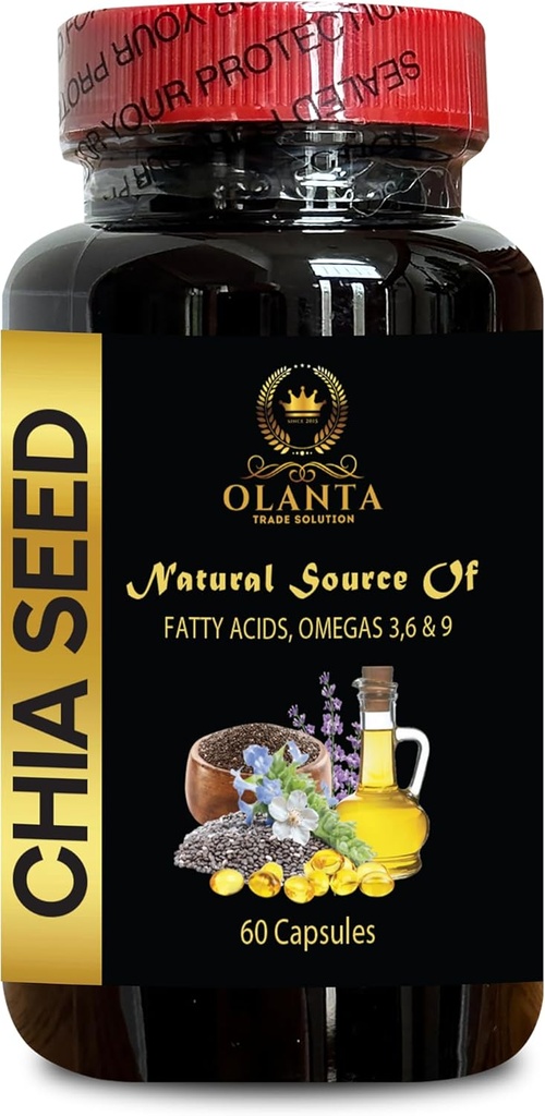 chia Semillas Extracto - CHIA Semillas - Booster energético, antioxidante Vitaminas Suplementos, chia Semillas Omega 3 y fibra, chia Semillas superalimentos salvia hispanica - 1 Botella 60 Softgels