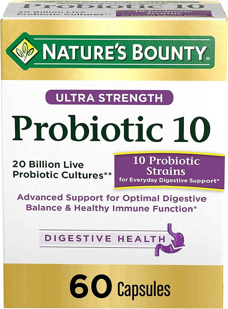 Probióticos por el Bounty de la Naturaleza, Probiótico Ultra Strength 10, Immune Health " Digestive Balance, 60 cápsulas