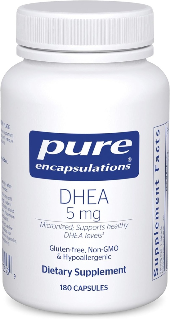Encapsulaciones puras DHEA 5 mg - Immune Support & Hormones Balance* - Micronized DHEA - Gluten Free & Vegan - 180 cápsulas