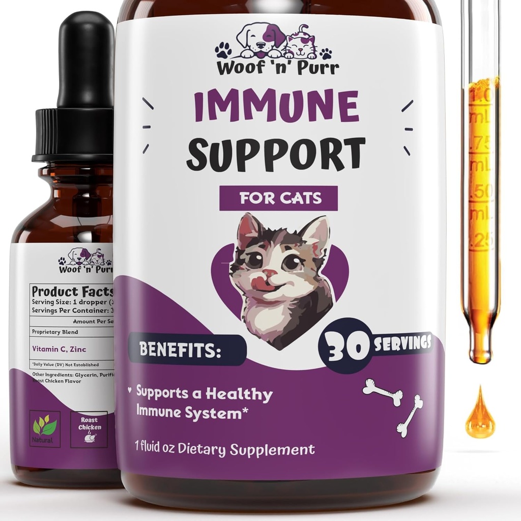 Immune Support for Cats - Ayudas a apoyar un sistema inmunológico saludable - Cat Immune Booster - Cat Immune Support - Cat Immune Supplement - Immune Support Cats - Cat Immune Support Supplement - 1 fl oz