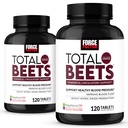 Factor de fuerza Total Beets Nitric Oxide Suplemento con Powder de remolacha, Nitrates, Extracto de Grapeseed para Circulación, Cardiovascular, Heart Health, 240 Tablets, 2 Pack