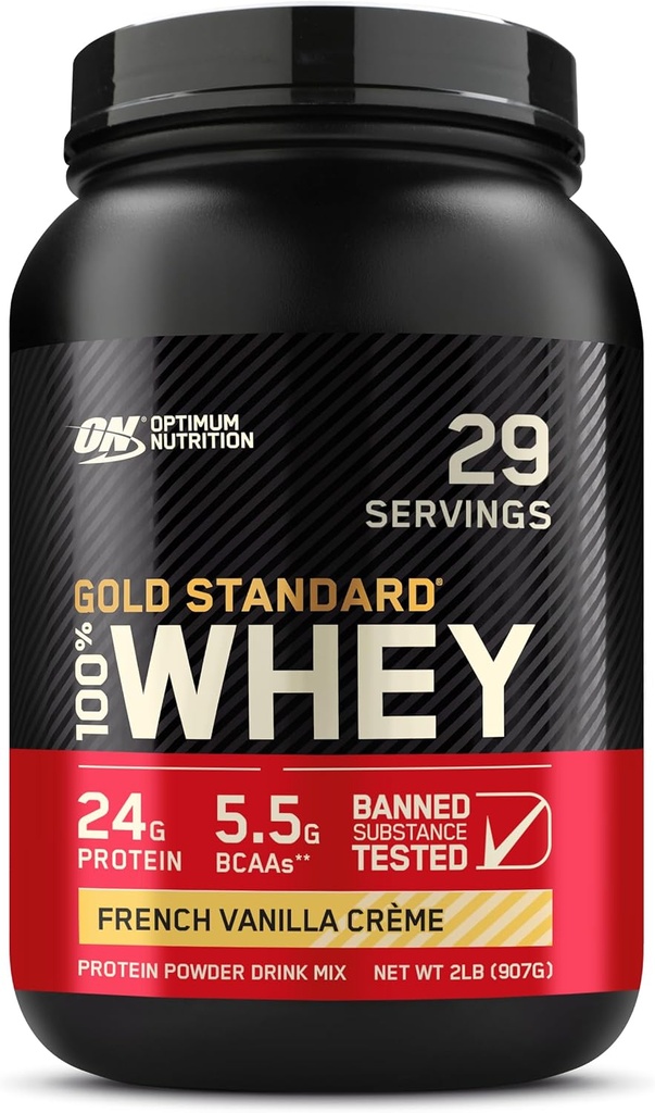 Optimum Nutrition Gold Standard 100% Whey Protein Powder, French Vanilla Creme, 2 libras (Packaging May Vary)