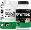 RENEW ACTIVES Probiotics for Women 50 Billion CFU per 2 Capsules – MAKTREK Technology, 4 Probiotic Strains & Prebiotic Blend – Apoya Digestion Health & Gut Flora Balance – Hecho en Canadá– 60 cápsulas