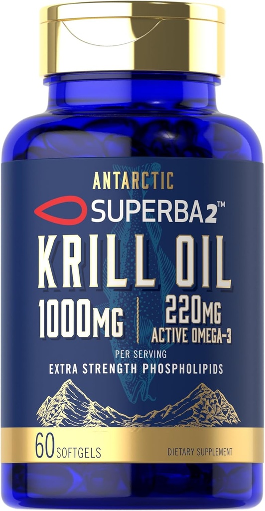 Carlyle Antártico Krill Oil 1000mg Softgels Silencio 60 Conde Silencio Superba Suplemento Silencio Omega 3, EPA, DHA con Astaxanthin " Phospholipids ← Non-GMO " Gluten Free