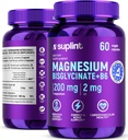 Magnesio Bisglycinate 200 mg con vitamina B6 – Suplemento de magnesio de alta absorción para el sueño, metabolismo, sistema nervioso – Tablas diarias para hombres y mujeres