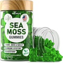 Sea Moss Gummies - Wildcrafted Irish Sea Moss for Adults & Kids - Seamoss Gel with Bladderwrack & Burdock Root Extract - 60 Vegan Gummies