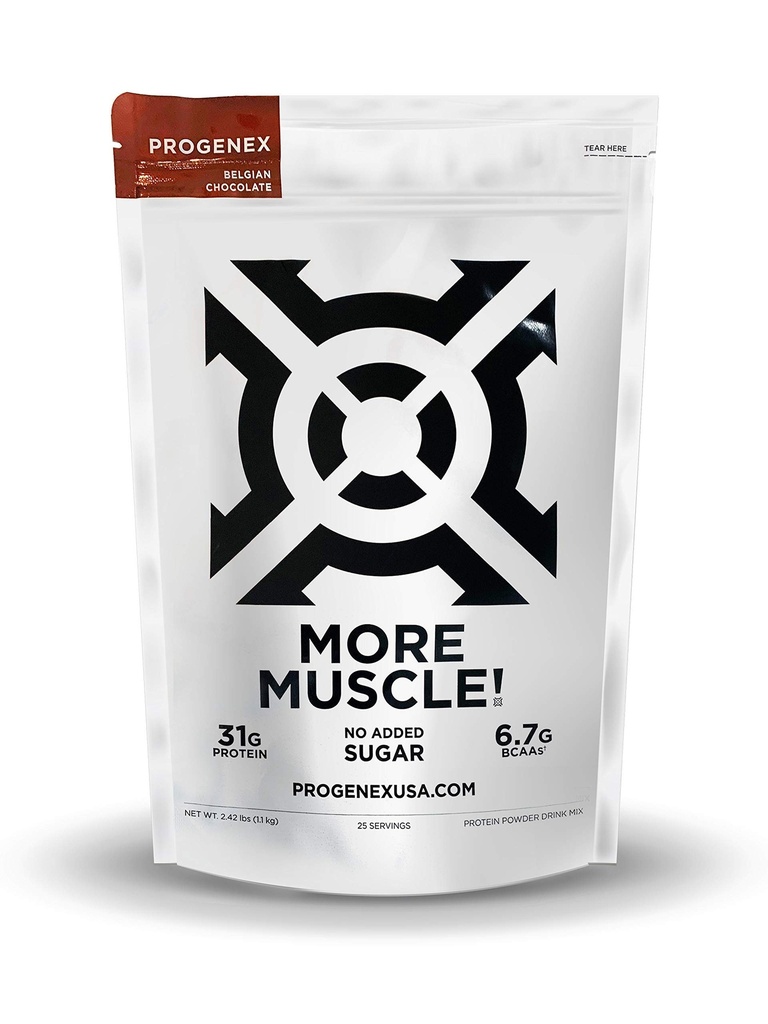 Progenex® More Muscle | No Added Sugar, Hydrolyzed Whey Protein Isolate Powder | Natural Lean Muscle Gainer. Best Tasting Low Carb Protein Shake for Women & Men. 25 Servings (Belgian Chocolate)