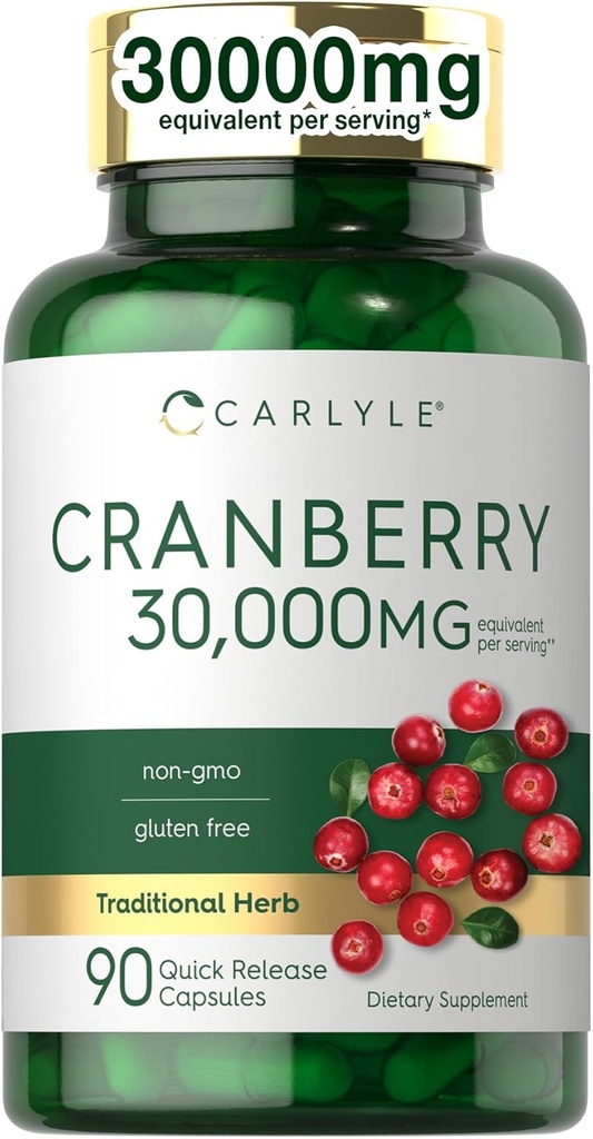 Carlyle Cranberry Suplemento Silencio 30,000mg Silencio 90 Capsules ← Fórmula Libre No Gluten y Fórmula Libre Gluten