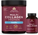 Antigua Nutrición Multi Capsules Collagen, 90 Cuenta + Multi Collagen Protein Powder, Vainilla, 60 Servimientos