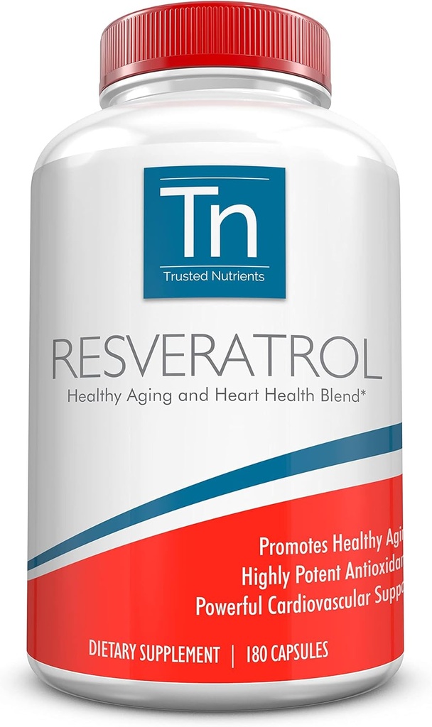 Suplemento de Resveratrol - Envejecimiento saludable y sanidad cardíaca - con Resveratrol Trans, Extracto de semillas de Grape, Berry Acai y Berry Maqui - 1000 mg 180 cápsulas