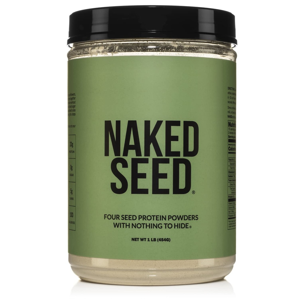 Semillas desnudas - 4 Semillas Protein Polvo, Sólo 4 Ingredientes - Chia, Watermelon, Sunflower y Pumpkin Seed - Sin gluten, Soy Gratis, Vegan, Sin Gmos, Sin Dulces Artificiales - 15 Servimientos
