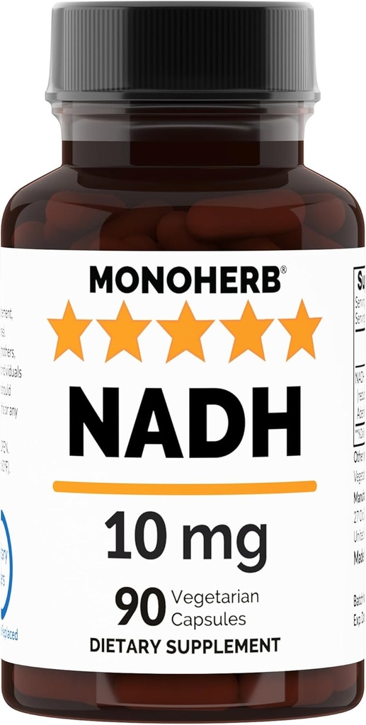 NADH 10 mg 90 cápsulas vegetarianas - Reducido Nicotinamide Adenine Dinucleotide Suplemento