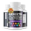 Quercetina Bromelaina Zinc Vitamina D3 Elderberry Turmeric Rosemary Bilberry Sage Ajo sin olor Ajo Verde Tea Milk Thistle Oregano -150 Capsules- Hecho en EE.UU.