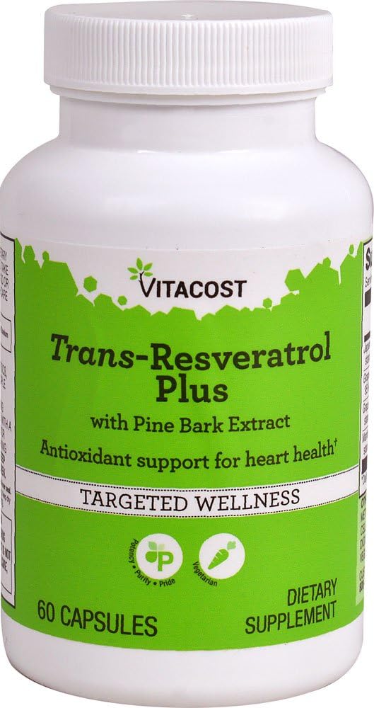 Vitacost Trans-Resveratrol Plus - 60 cápsulas vegetarianas