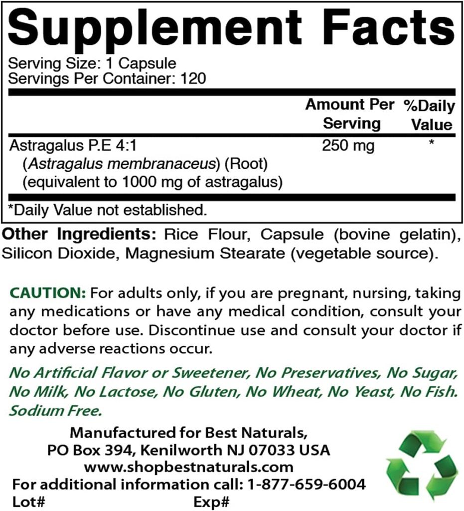 Mejores Naturales Astragalus 1000 mg " Vitamina K2 (MK7) con D3