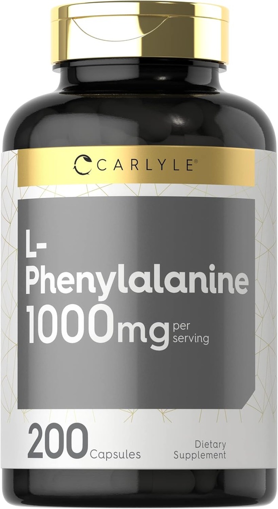 Carlyle L Phenylalanine Suplemento 1000mg Silencio 200 Capsules Silencio No GMO & Gluten Gratis