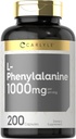 Carlyle L Phenylalanine Suplemento 1000mg Silencio 200 Capsules Silencio No GMO & Gluten Gratis