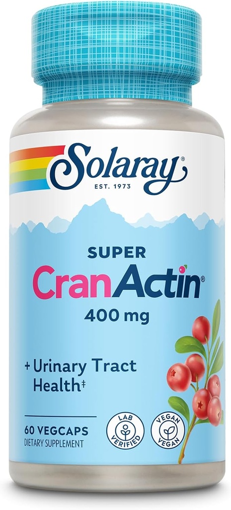SOLARAY Super CranActin Cranberry Extracto 400mg ← Saludable Urinary Tract Soporte Silencio con vitaminas agregadas 60 VegCaps