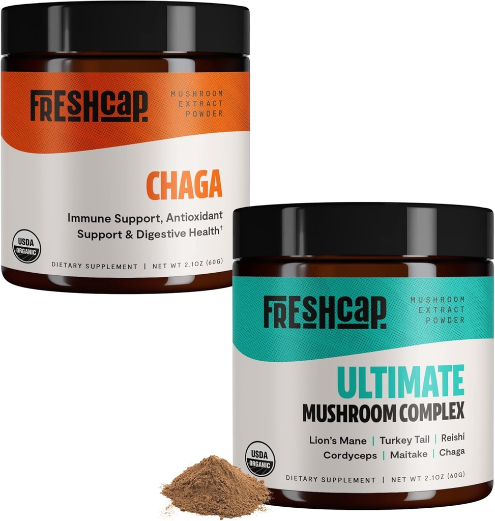 Mushrooms FreshCap Antioxidant Bundle (Chaga Mushroom Powder y Ultimate Mushroom Complex Powder)