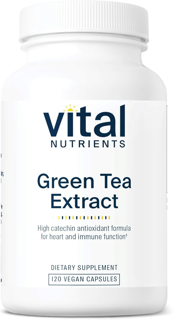 Vital Nutrients Green Tea Extract 550mg ← Potent Antioxidant for Heart & Immune Health* ← Polyphenols Suplemento con EGCG TEN Gluten, Dairy, Soy Free ← Non-GMO TEN 120 cápsulas