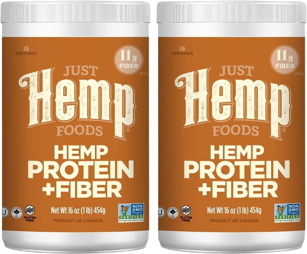 Solo Hemp Foods Hemp Protein Powder Plus Fiber, Non-GMO Verificado con 11g de Proteína > 11g de fibra por servicio, 16 oz - Embalaje mayo Vary (Pack of 2)