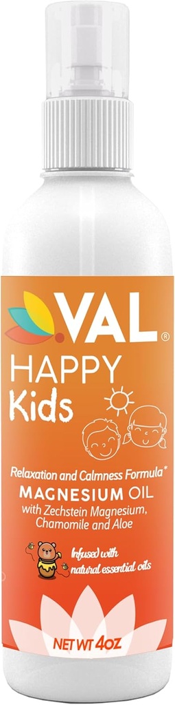 VAL Magnesio infantil Petróleo Spray – Natural Bedtime Calm & Mood Support ← Zechstein Magnesium, Chamomile & Aloe Silencio No Itch ← Fast-Absorbing TEN Made in USA TEN 4oz