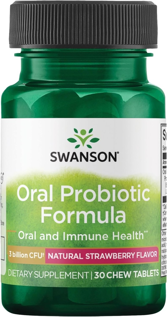 Swanson Oral Probiotic Formula - Oral and Immune System Health - Natural Strawberry Flavor 30 Chwbls