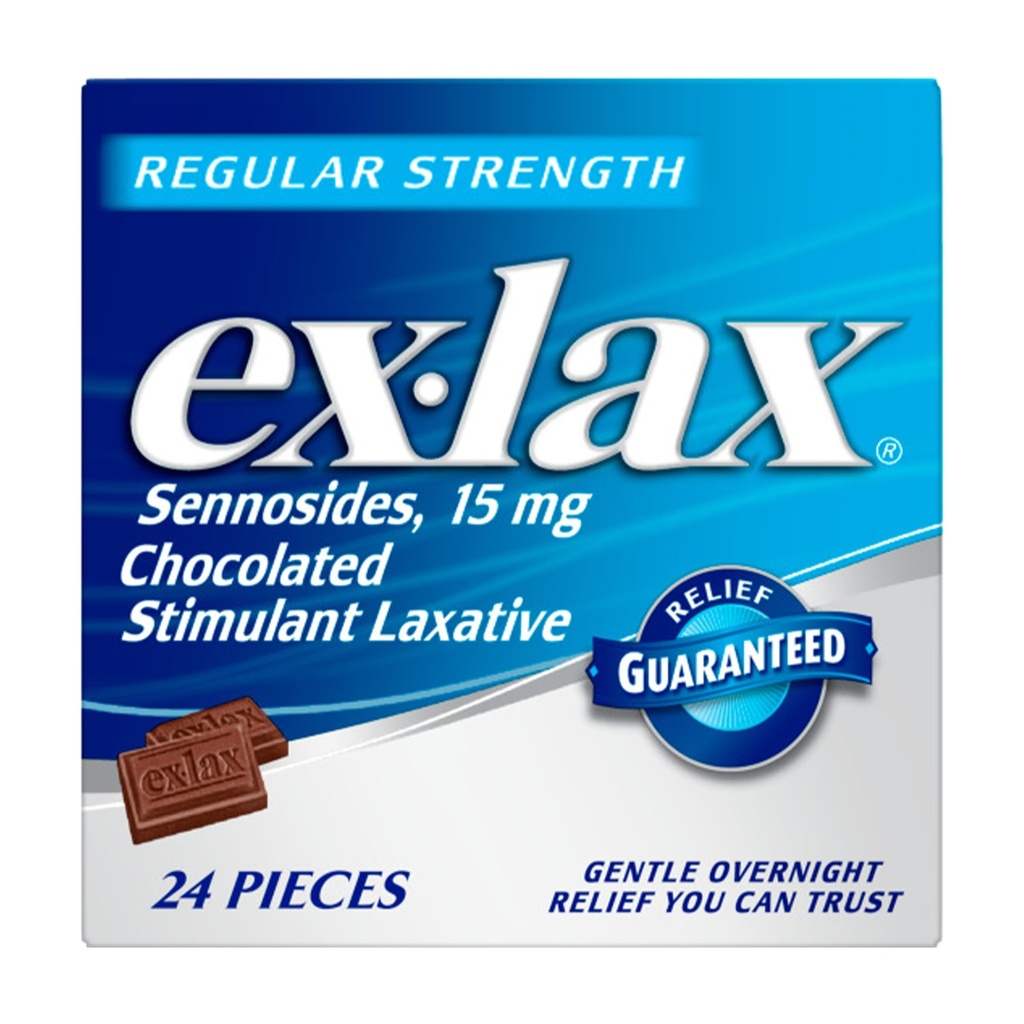 Ex-lax Regular Strength Chocolated Stimulant Laxative Constipation Relief Pills for Occasional Constipation, Chocolate Laxatives - 24 count