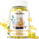 Bromelain Papain Enzyme Gummies Suplemento: Bromelain 500MG con Gummies Querectin para Adultos Niños, Bromelaina orgánica Papaya Enzymes Chewable for Digestive Support Immunity Antioxidant Vegan 60CT
