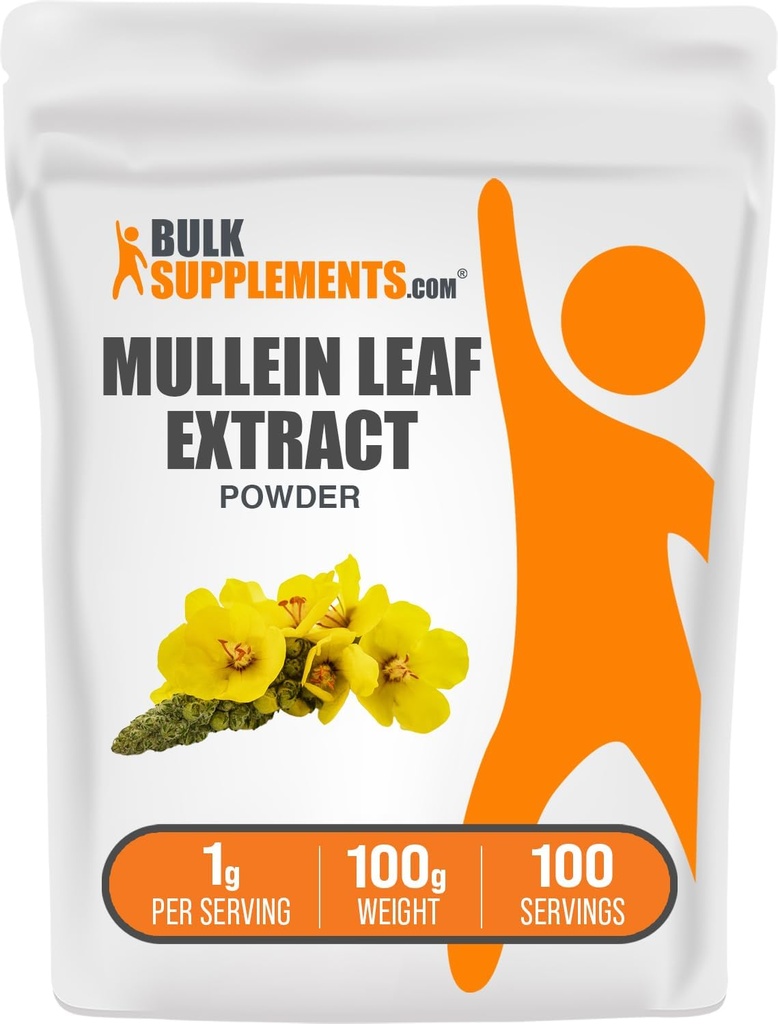 BulkSupplements.com Extracto de hoja de Mullein - Verbascum Thapsus, Suplemento de Mullein - Suplemento Herbal para Soporte Inmunitario - Gratuito de gluten, 1g por Serving, 100g (3.5 oz) (Pack of 1)