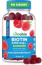 Vida útil Azúcar gratis Biotina Gummies ← 5000mcg Vitamina B7 TENIDO Gran Tasting Biotin Suplemento Silencio para el crecimiento del cabello, la piel y la salud de uñas Silencioso para las mujeres, los hombres, los adultos