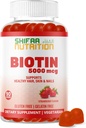 Gummies Vegan Biotin para Adultos & Niños TENIDO 90 Gummies TEN 5000 mcg 45 Servidores TEN NO-GMO TENIDO Gluten, Gelatina, Maní, Egg & Dairy Gratis TEN Biotin Gummy Vitaminas para el cabello, Skin & Nails Halal