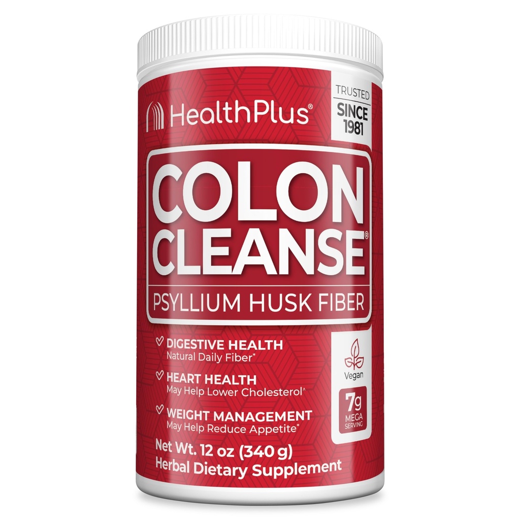 Salud más limpieza de colon - Powder de fibra diaria natural libre, detox, corazón sano (12 onzas, 48 servicios)
