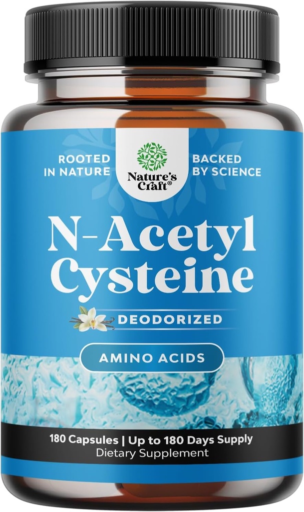 NAC Suplemento N-Acetyl Cysteine 600mg - Potent Vegan High Absorption NAC 600mg Capsules Glutathione Precursor para la limpieza del hígado Detox & Reparación Plus Lung Health and Immunity Support (180ct)