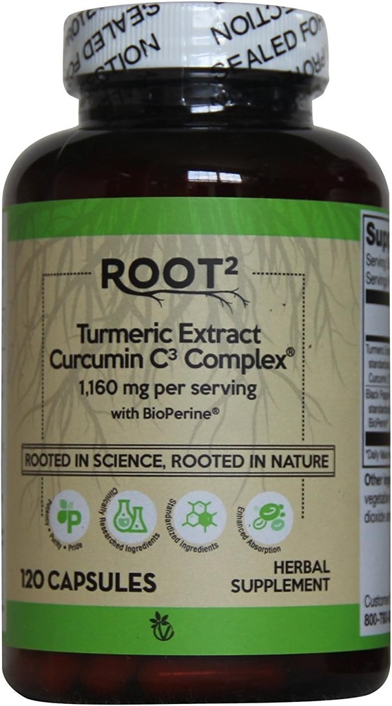 Complejo Vitacost Turmeric Extract Curcumin C3 con Bioperina - 1,160 mg por Serving - 120 cápsulas