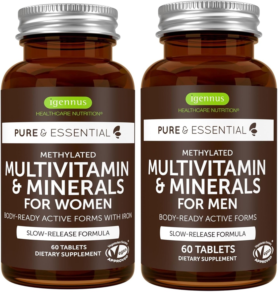 Pure " Essential Men " Multivitamin Bundle, Sustained Release " Active Forms, 60 Tablets by Igennus