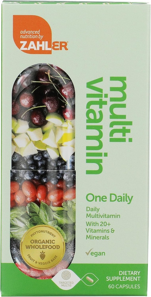 Zahler - One Daily Vegan Multivitamins for Women & Hombres (60 Cuenta) Kosher Multivitamin - Vitaminas esenciales & Minerales con Espectra integral de alimentos - Vitaminas vegetarianas y Veganas para adultos