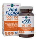 Vital Planet - Vital Flora Advanced Biome Probiotic 100 Billion CFU, 100 Diverse Strains, 10 Prebióticos Orgánicos, Apoyo Inmunitario, Probióticos de Salud Colon y Digestivo para Mujeres y Hombres 30 cápsulas
